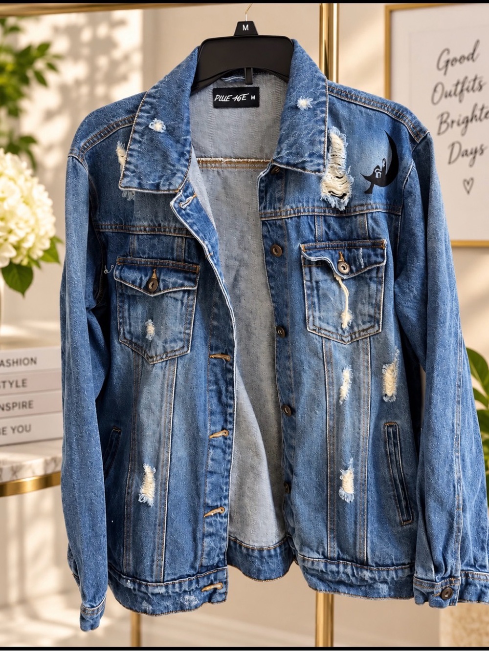 NWOT Blue Age Denim Jean Jacket Women’s Distressed Button M
